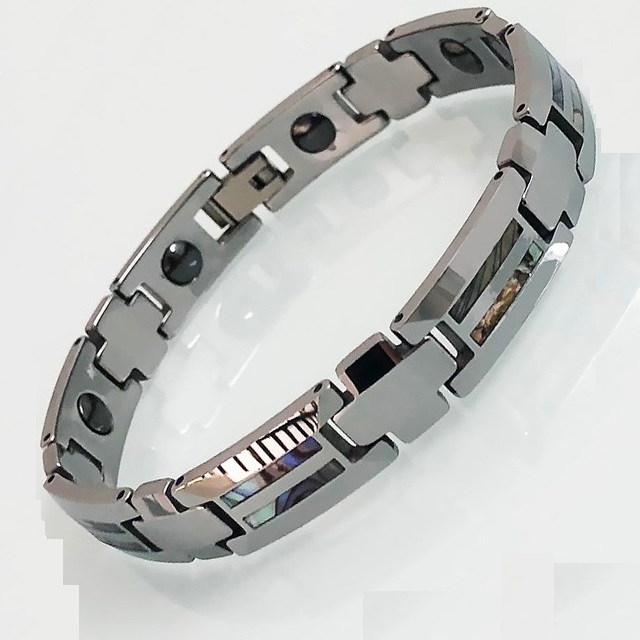 Начало 10mm heavy metal polished tungsten steel nature shell men s bracelets health.jpg